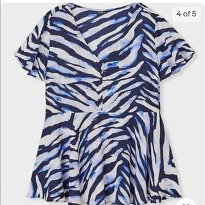 L - Torrid - Zebra Georgette Peplum Blouse